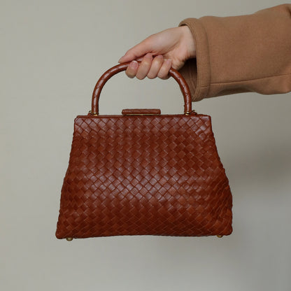 Bottega Veneta Vintage Brown Intrecciato Leather 2way Bag