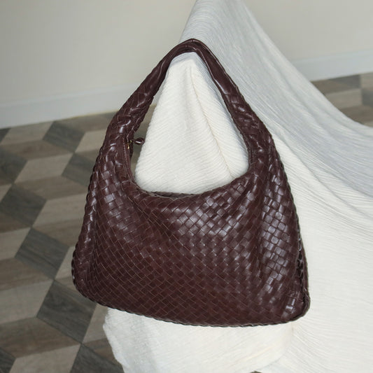 Bottega Veneta Vintage Dark Brown Intrecciato Weave Ebano Hobo Shoulder Bag M