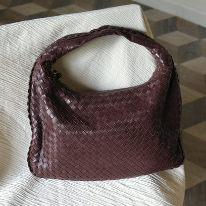 Bottega Veneta Vintage Dark Brown Intrecciato Weave Ebano Hobo Shoulder Bag M