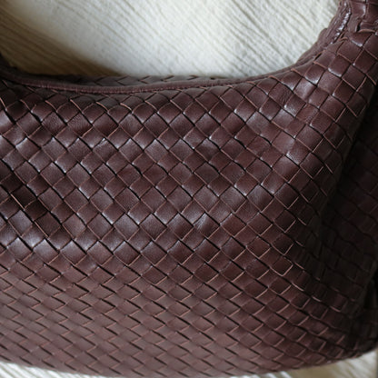 Bottega Veneta Vintage Dark Brown Intrecciato Weave Ebano Hobo Shoulder Bag M