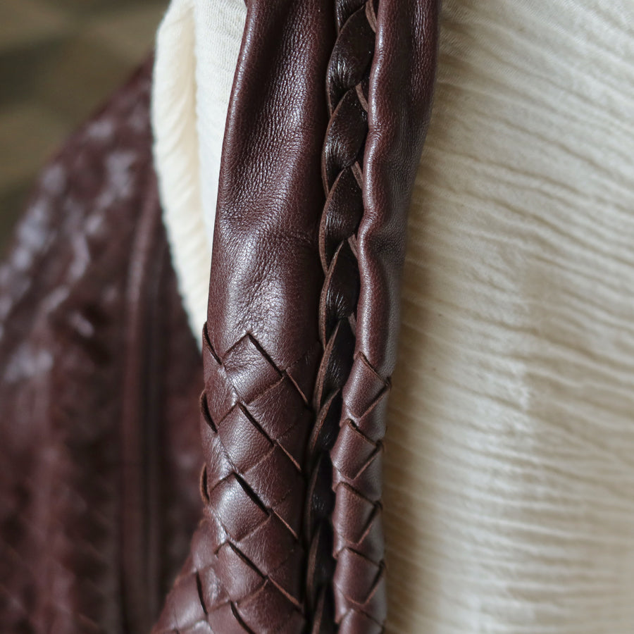 Bottega Veneta Vintage Dark Brown Intrecciato Weave Ebano Hobo Shoulder Bag M