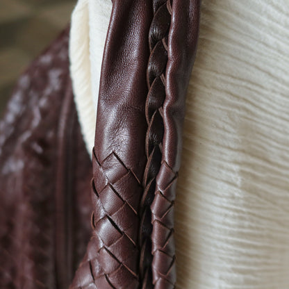 Bottega Veneta Vintage Dark Brown Intrecciato Weave Ebano Hobo Shoulder Bag M