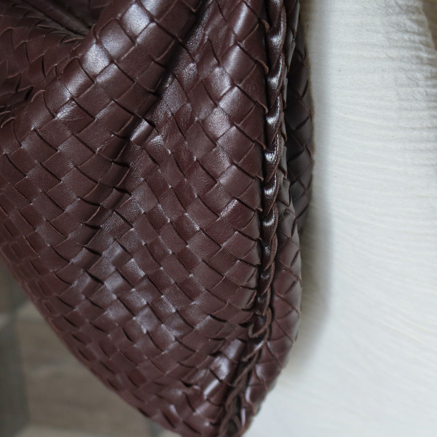 Bottega Veneta Vintage Dark Brown Intrecciato Weave Ebano Hobo Shoulder Bag M