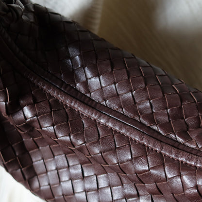 Bottega Veneta Vintage Dark Brown Intrecciato Weave Ebano Hobo Shoulder Bag M