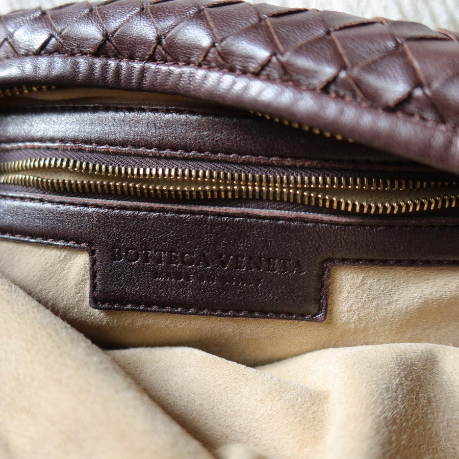 Bottega Veneta Vintage Dark Brown Intrecciato Weave Ebano Hobo Shoulder Bag M