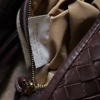 Bottega Veneta Vintage Dark Brown Intrecciato Weave Ebano Hobo Shoulder Bag M