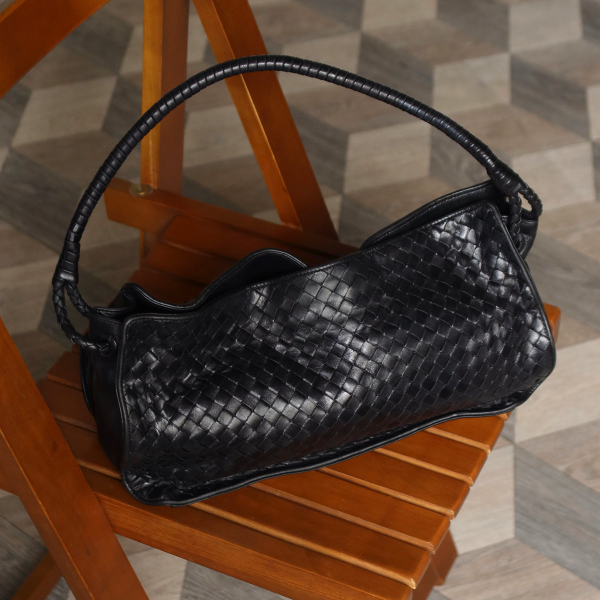 Bottega Veneta Vintage Braided Knot Intrecciato East West Shoulder Bag