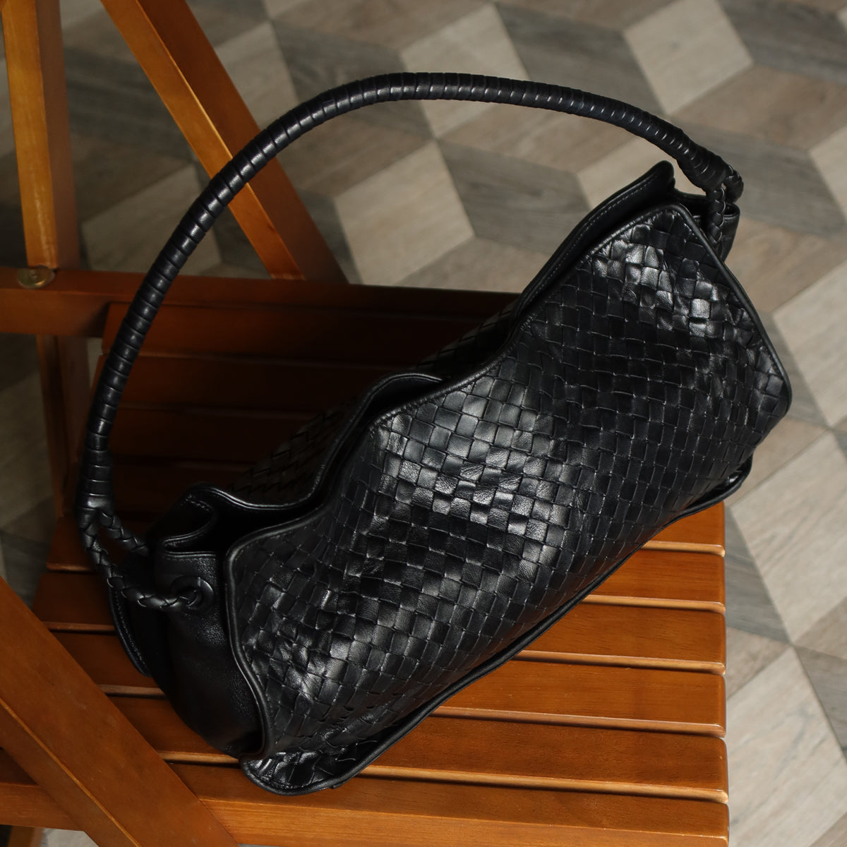 Bottega Veneta Vintage Braided Knot Intrecciato East West Shoulder Bag