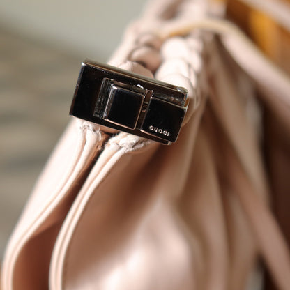 Gucci Vintage Dusty Pink Grained Leather Ruffle 2way Clutch Shoulder Bag