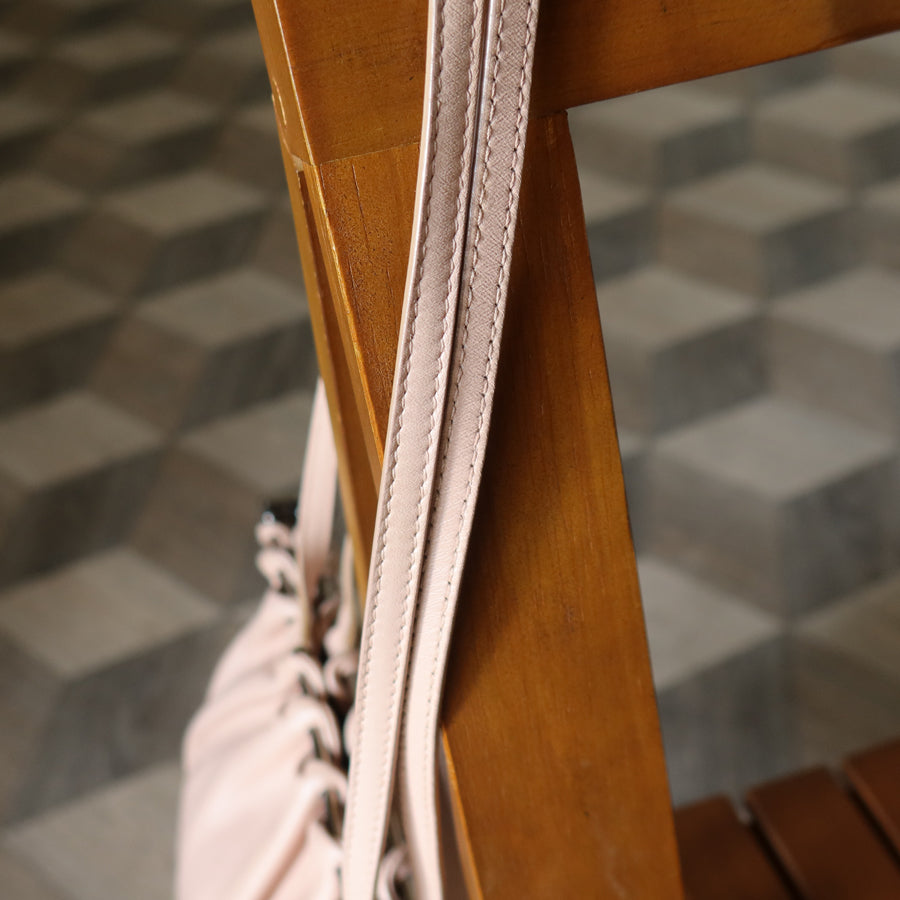 Gucci Vintage Dusty Pink Grained Leather Ruffle 2way Clutch Shoulder Bag