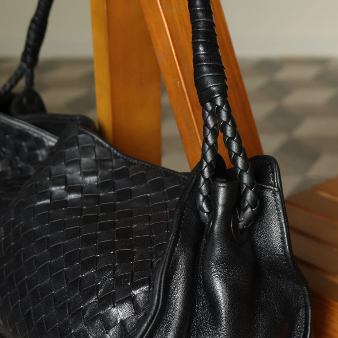 Bottega Veneta Vintage Braided Knot Intrecciato East West Shoulder Bag
