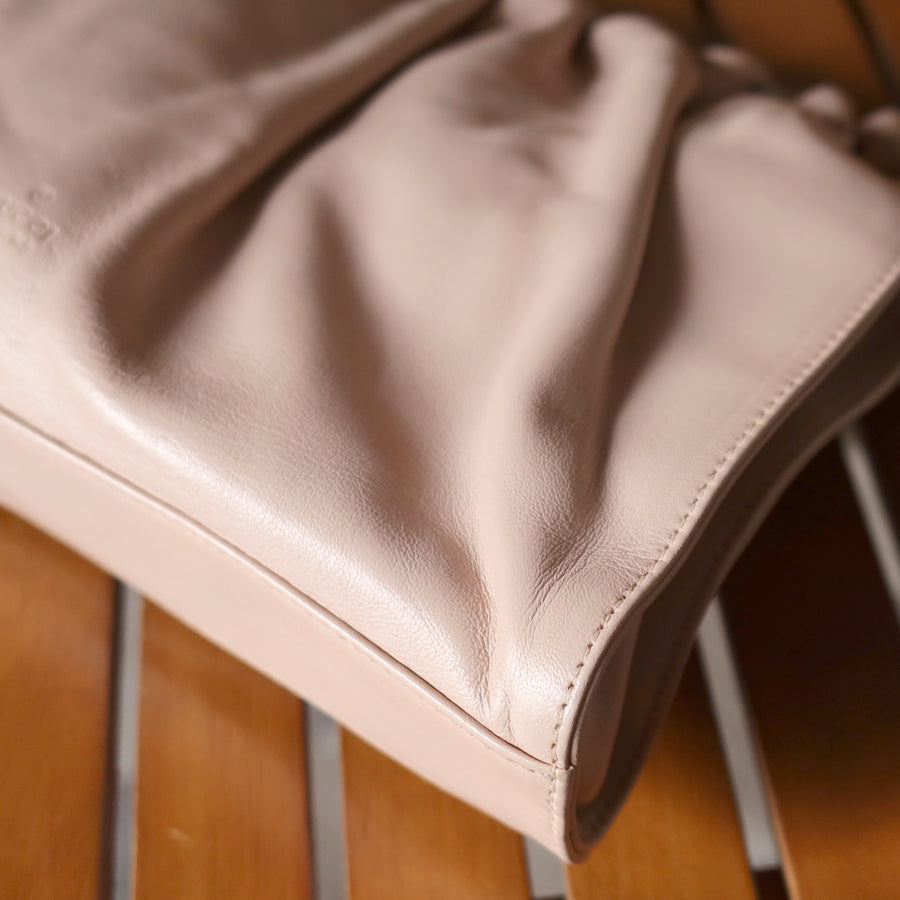 Gucci Vintage Dusty Pink Grained Leather Ruffle 2way Clutch Shoulder Bag