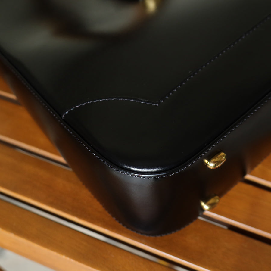 Celine Vintage Classic Black Leather Gancini Gold Buckle Shoulder Bag M