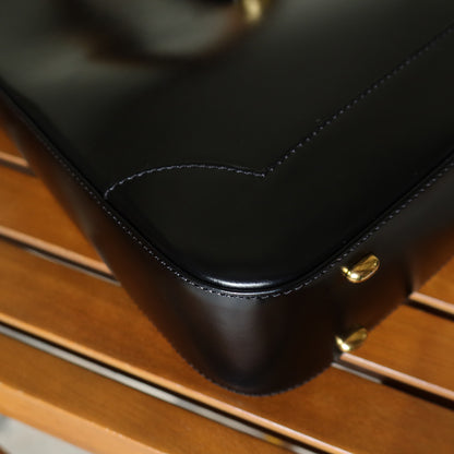 Celine Vintage Classic Black Leather Gancini Gold Buckle Shoulder Bag M