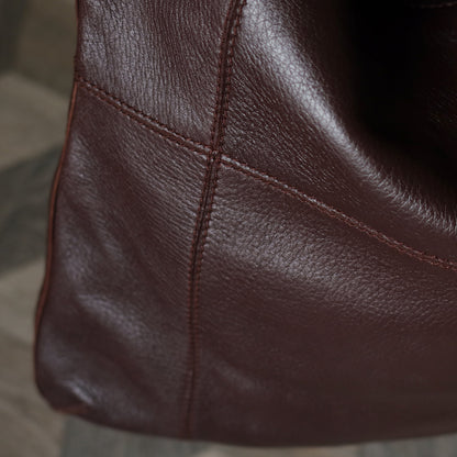 Bottega Veneta Vintage Dark Brown Grained Leather Cross Stitching Shoulder Bag