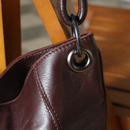 Bottega Veneta Vintage Dark Brown Grained Leather Cross Stitching Shoulder Bag