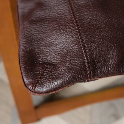 Bottega Veneta Vintage Dark Brown Grained Leather Cross Stitching Shoulder Bag