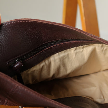 Bottega Veneta Vintage Dark Brown Grained Leather Cross Stitching Shoulder Bag