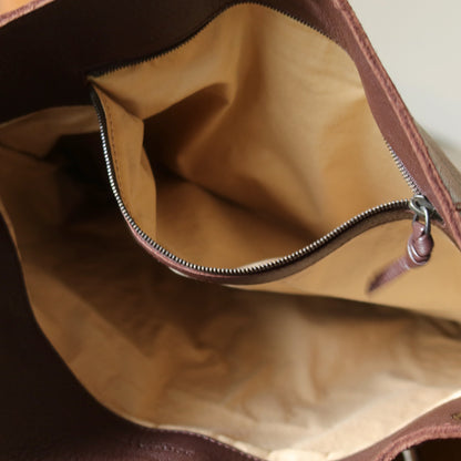 Bottega Veneta Vintage Dark Brown Grained Leather Cross Stitching Shoulder Bag