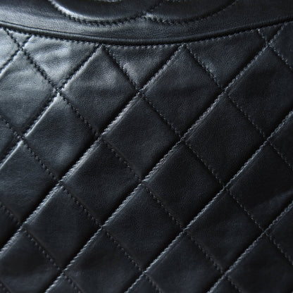Chanel Vintage Black Lambskin Matelasse Diamond Quilted CC mark Flap Bag
