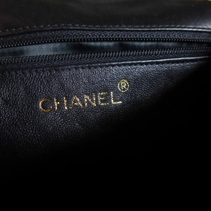 Chanel Vintage Black Lambskin Matelasse Diamond Quilted CC mark Flap Bag