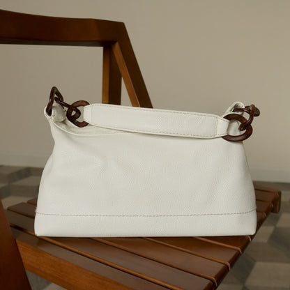 Chanel Vintage White Caviar Leather Hobo Coco Mark Shoulder Bag