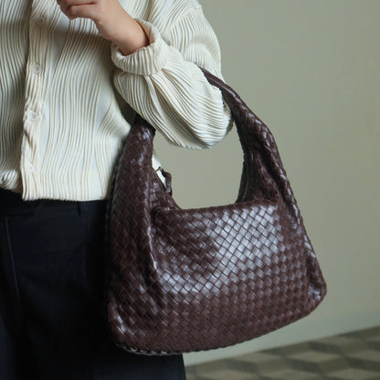 Bottega Veneta Vintage Dark Brown Intrecciato Weave Ebano Hobo Shoulder Bag M