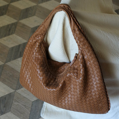 Bottega Veneta Vintage Caramel Brown Intrecciato Leather Veneta Hobo Bag Large