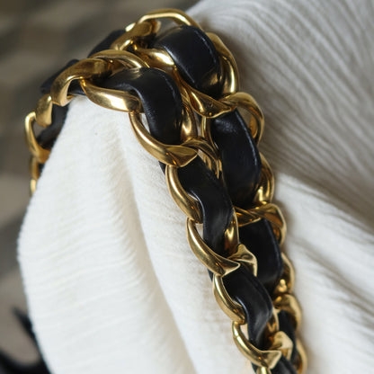 Rare Chanel Vintage Black Leather CC mark Maxi Shopper Tote Bag