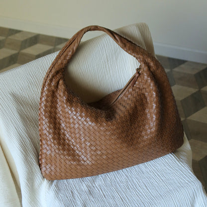 Bottega Veneta Vintage Caramel Brown Intrecciato Leather Veneta Hobo Bag Large