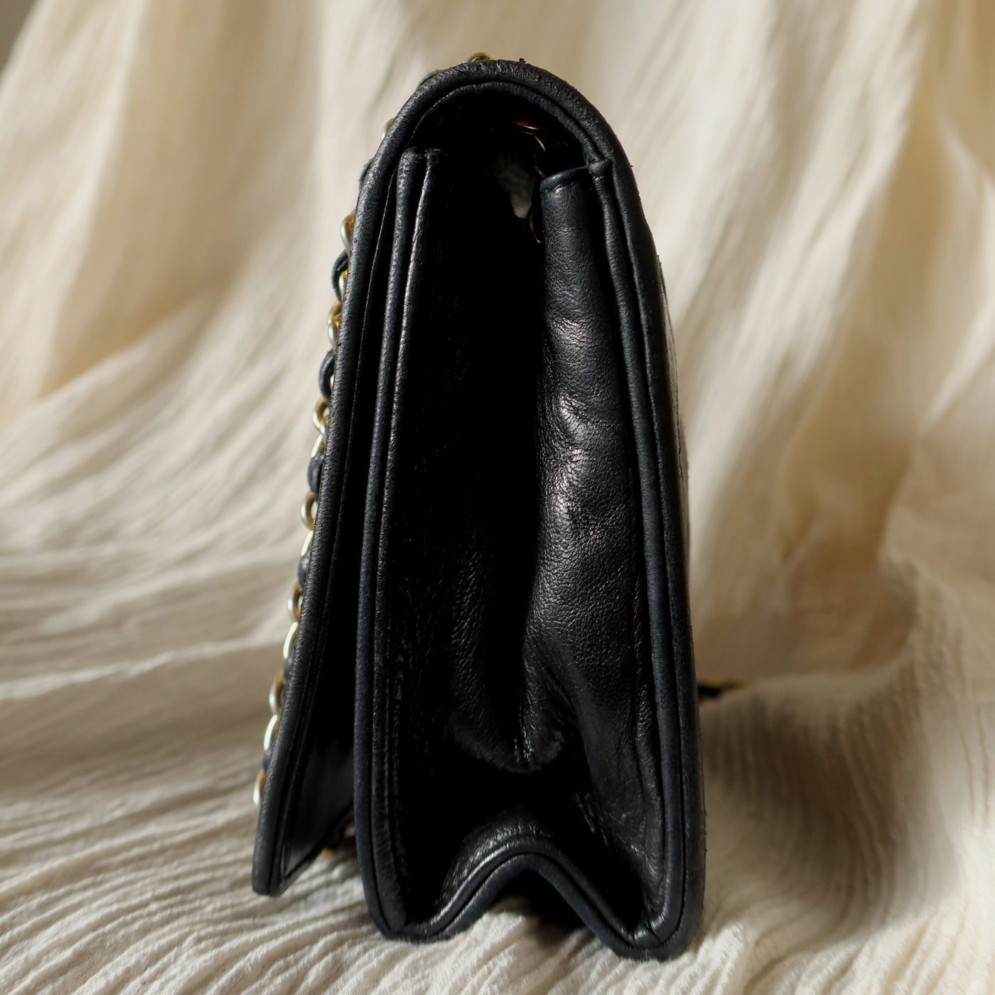 Chanel Vintage Black Lambskin Matelasse Dual Pocket Flap Bag
