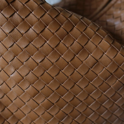 Bottega Veneta Vintage Caramel Brown Intrecciato Leather Veneta Hobo Bag Large