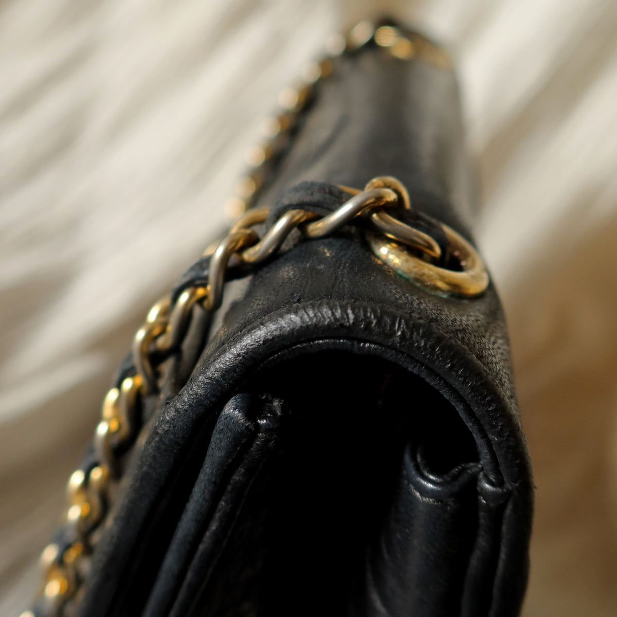 Chanel Vintage Black Lambskin Matelasse Dual Pocket Flap Bag