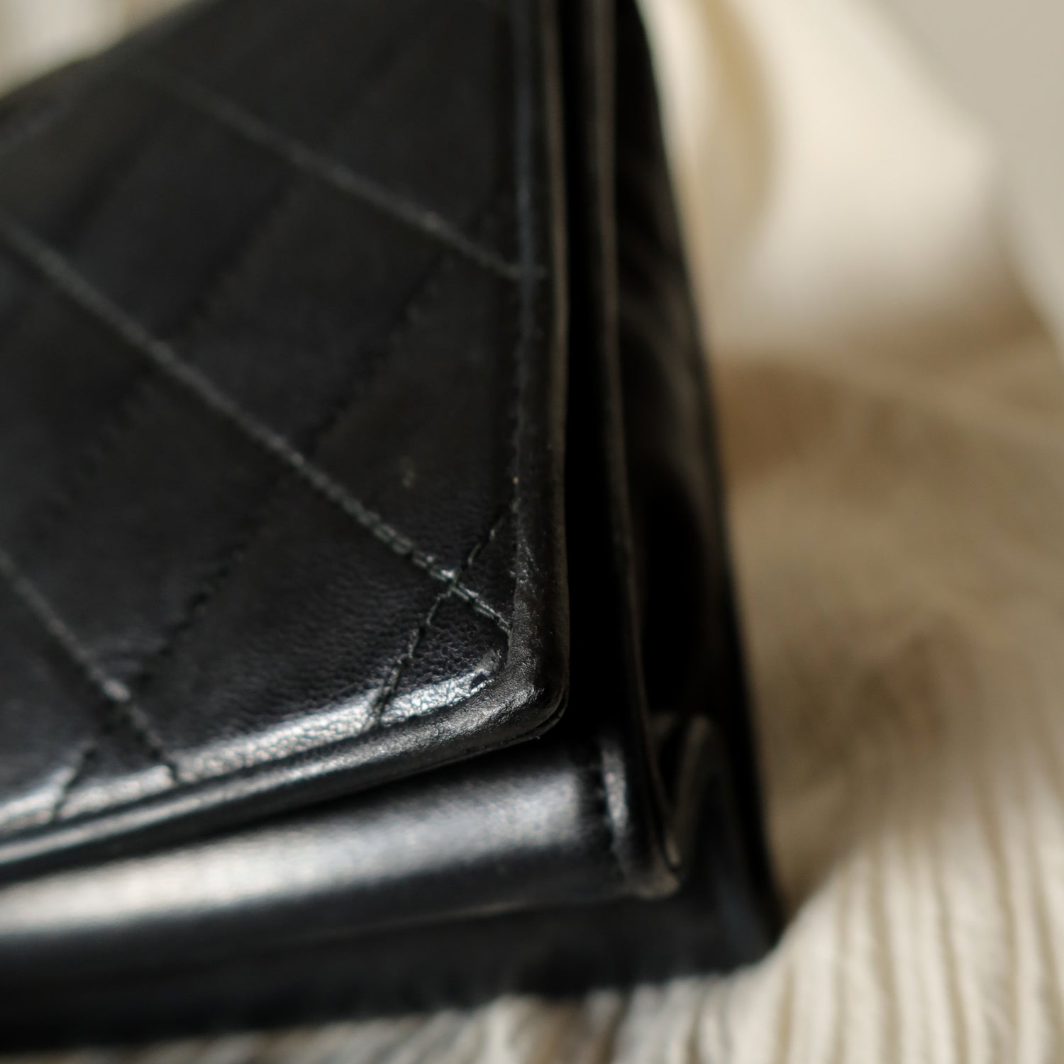 Chanel Vintage Black Lambskin Matelasse Dual Pocket Flap Bag