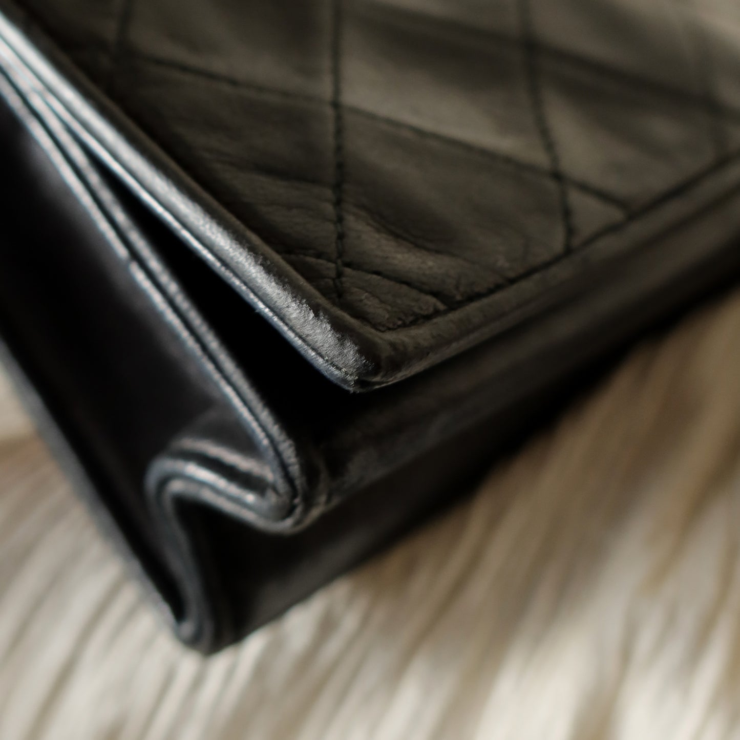 Chanel Vintage Black Lambskin Matelasse Dual Pocket Flap Bag