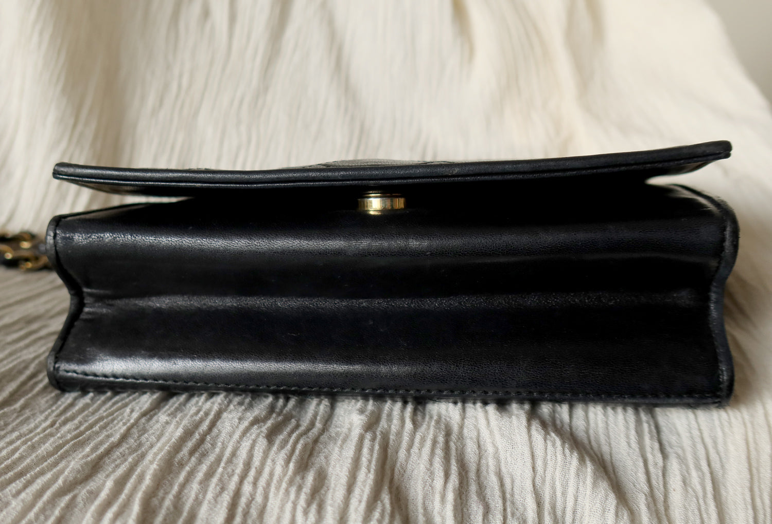 Chanel Vintage Black Lambskin Matelasse Dual Pocket Flap Bag