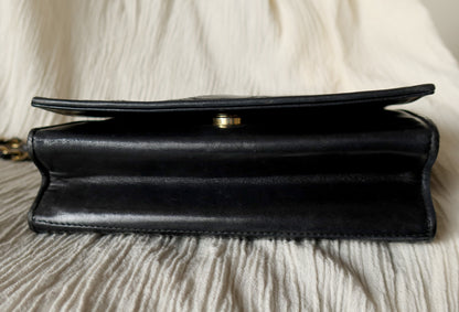 Chanel Vintage Black Lambskin Matelasse Dual Pocket Flap Bag