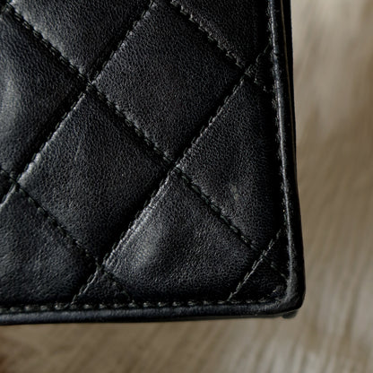 Chanel Vintage Black Lambskin Matelasse Dual Pocket Flap Bag