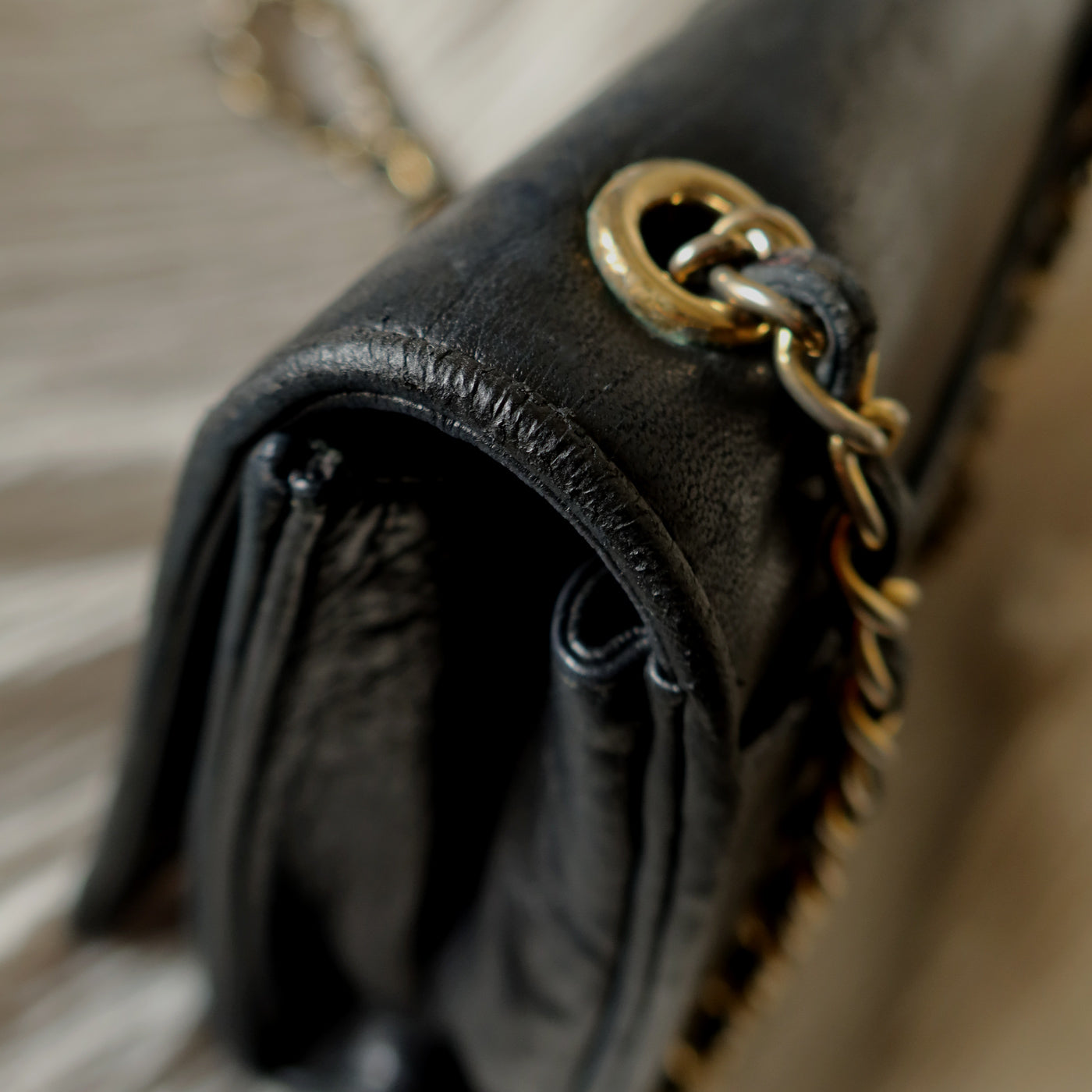 Chanel Vintage Black Lambskin Matelasse Dual Pocket Flap Bag
