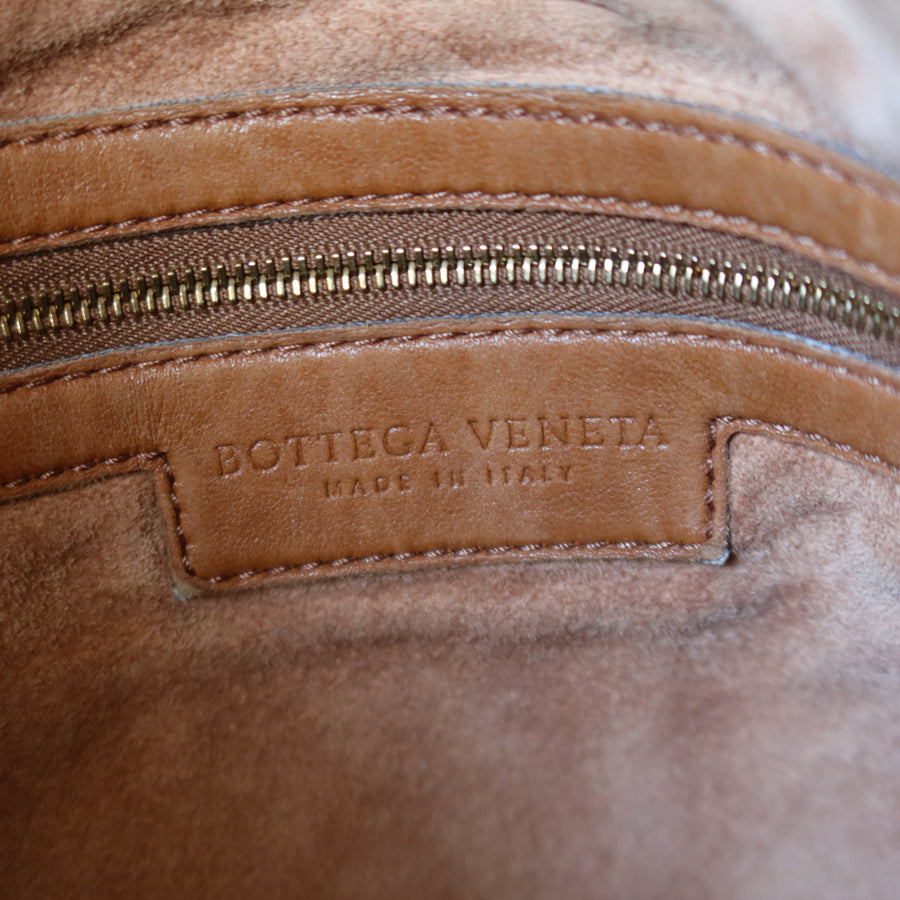 Bottega Veneta Vintage Caramel Brown Intrecciato Leather Veneta Hobo Bag Large