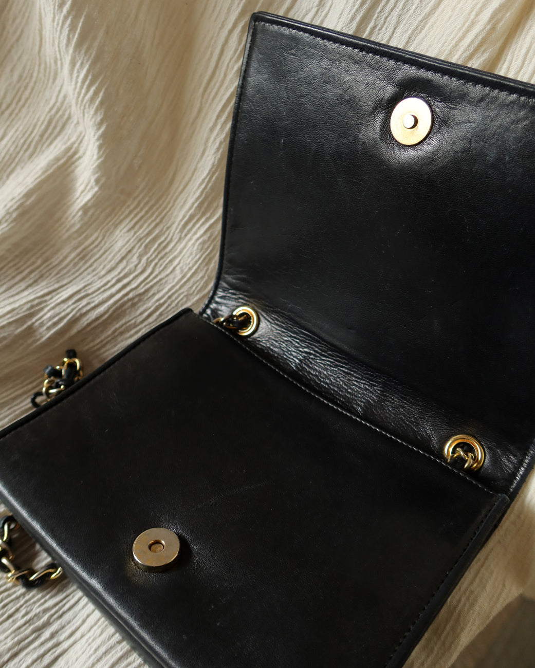 Chanel Vintage Black Lambskin Matelasse Dual Pocket Flap Bag