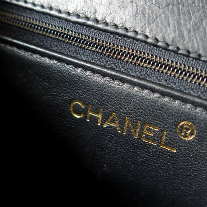 Chanel Vintage Black Lambskin Matelasse Dual Pocket Flap Bag