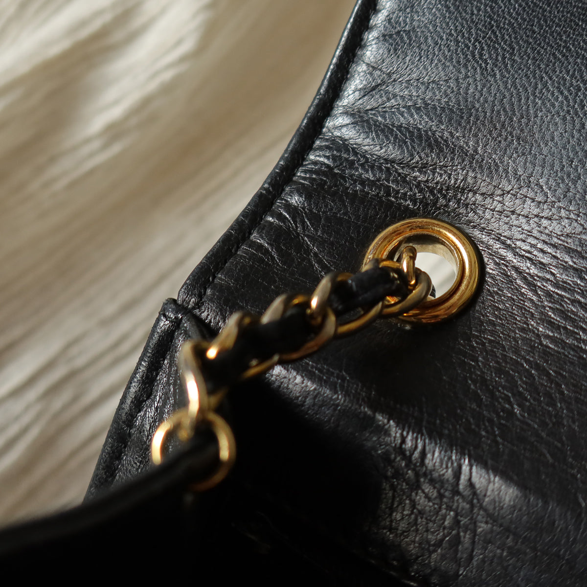 Chanel Vintage Black Lambskin Matelasse Dual Pocket Flap Bag