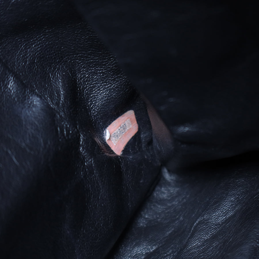 Rare Chanel Vintage Black Leather CC mark Maxi Shopper Tote Bag