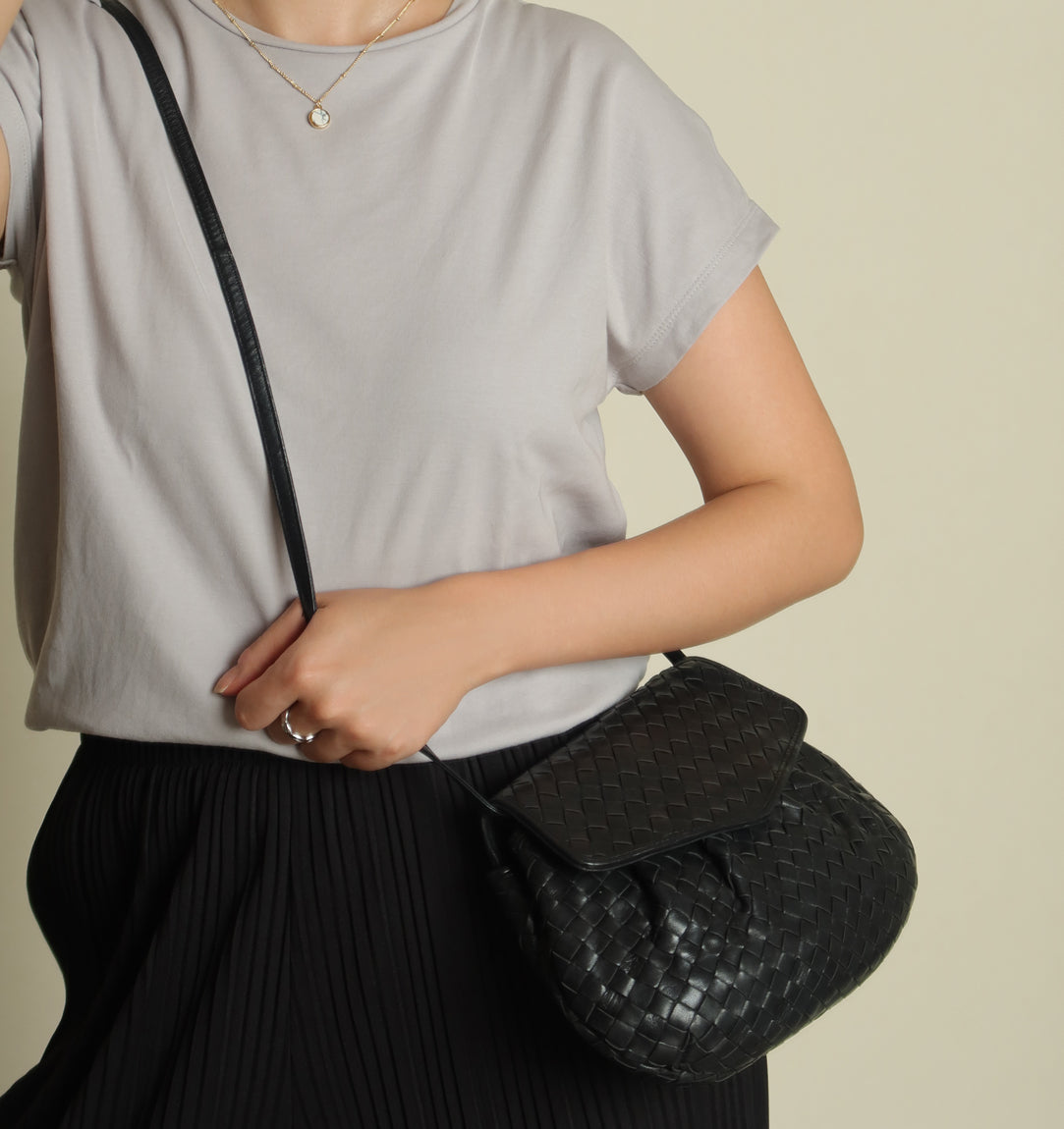 Bottega Veneta Vintage Black Intrecciato Weave Pouch Shoulder Bag