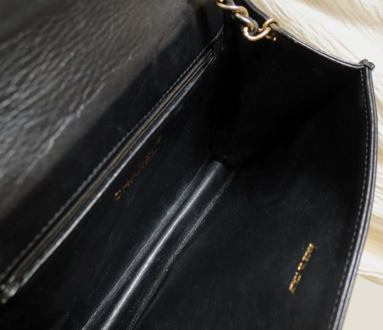 Chanel Vintage Black Lambskin Matelasse Dual Pocket Flap Bag