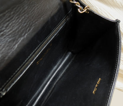 Chanel Vintage Black Lambskin Matelasse Dual Pocket Flap Bag