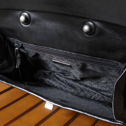 Rare Bottega Veneta Vintage Black Intrecciato Resin Top handle 2way Flap Bag