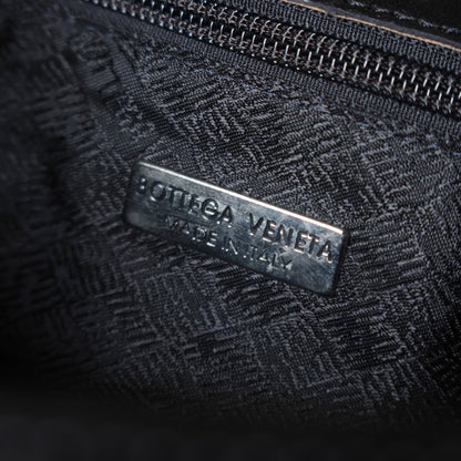Rare Bottega Veneta Vintage Black Intrecciato Resin Top handle 2way Flap Bag