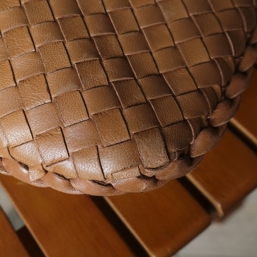 Bottega Veneta Vintage Caramel Brown Intrecciato Leather Veneta Hobo Bag Large
